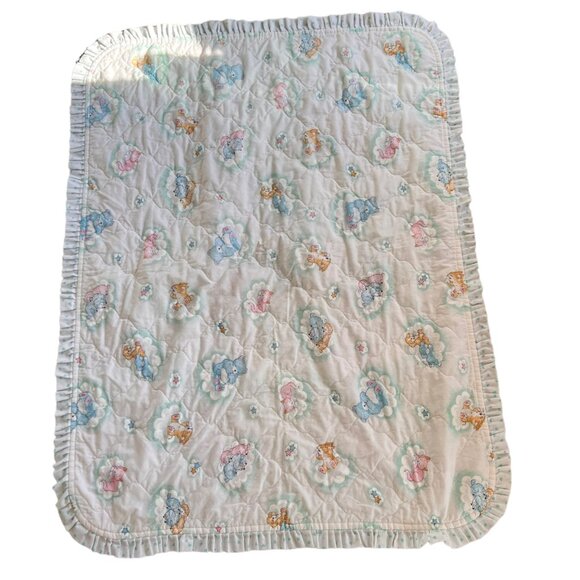 Vintage Kitsch Pastel Animal Crib Quilt Bedding - Picture 4 of 8